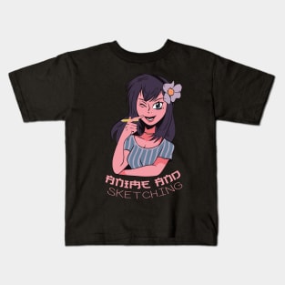 Just a Girl who Loves Anime and Sketching Kids T-Shirt